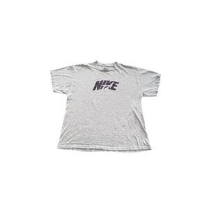 Vintage Nike Gray Solid Graphic Print Spellout Casual Y2k Tee size L